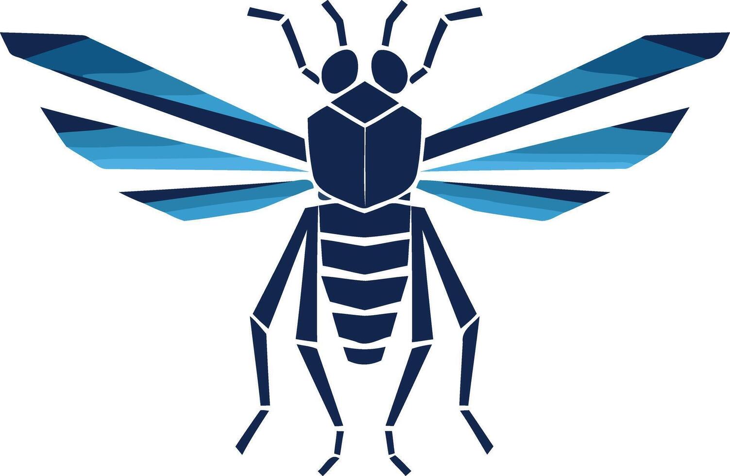 Abstract geometric insect logo design in blue tones vector