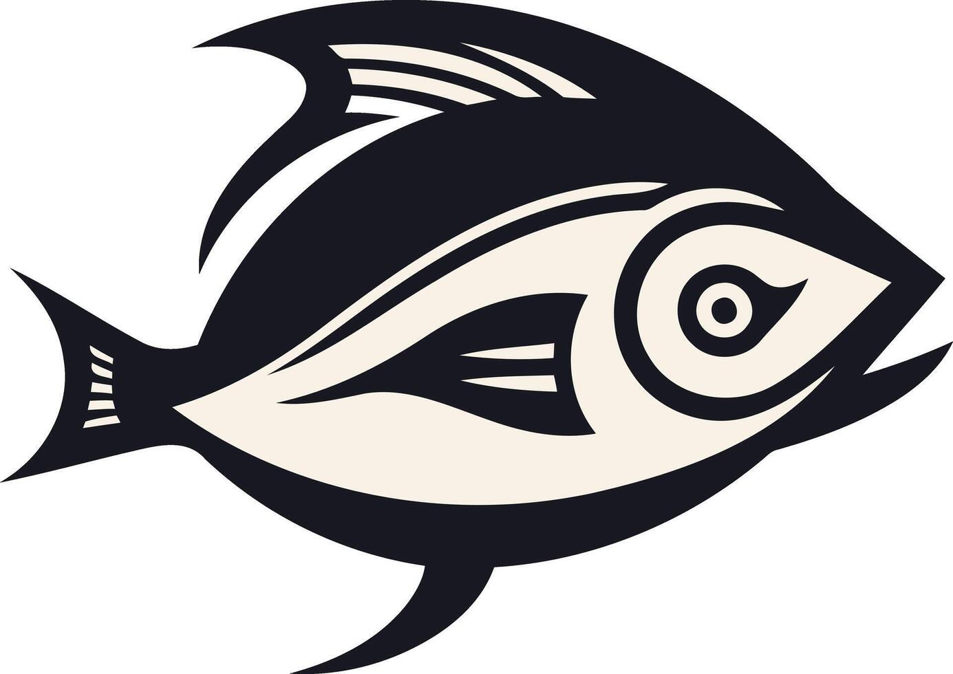 Stylized Black and White Fish Illustration vector
