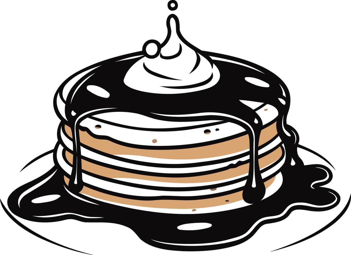Delicious Pancakes with Syrup and Whipped Cream vector