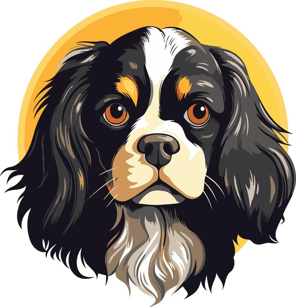 A charming illustration of a cavalier king charles spaniel, with a warm and inviting expression vector