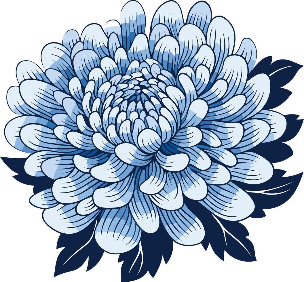Elegant blue and white flower illustration, perfect for decorative, floral, and design projects vector