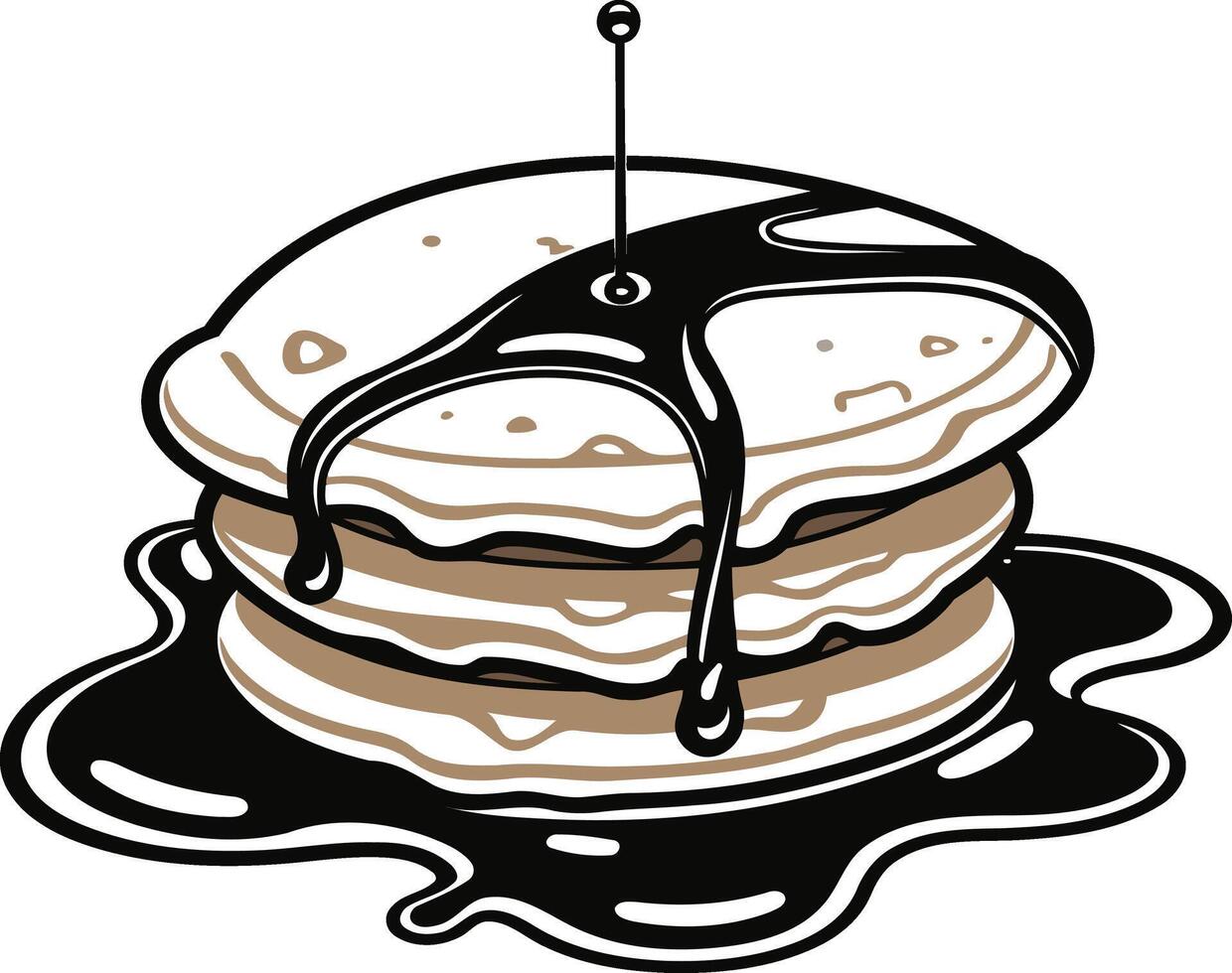 Stack of Delicious Pancakes with Syrup Drizzle vector