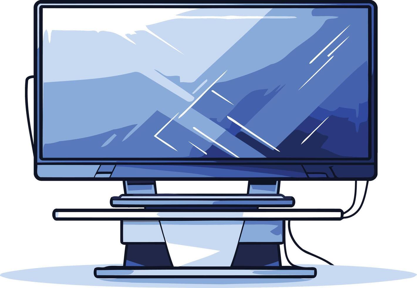 A clean and modern illustration of a computer monitor with a blue abstract background vector