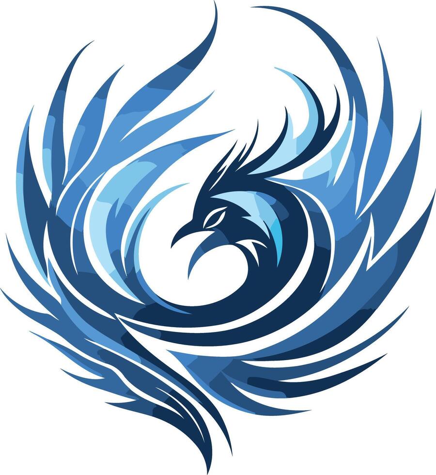 Abstract Blue Phoenix Design vector