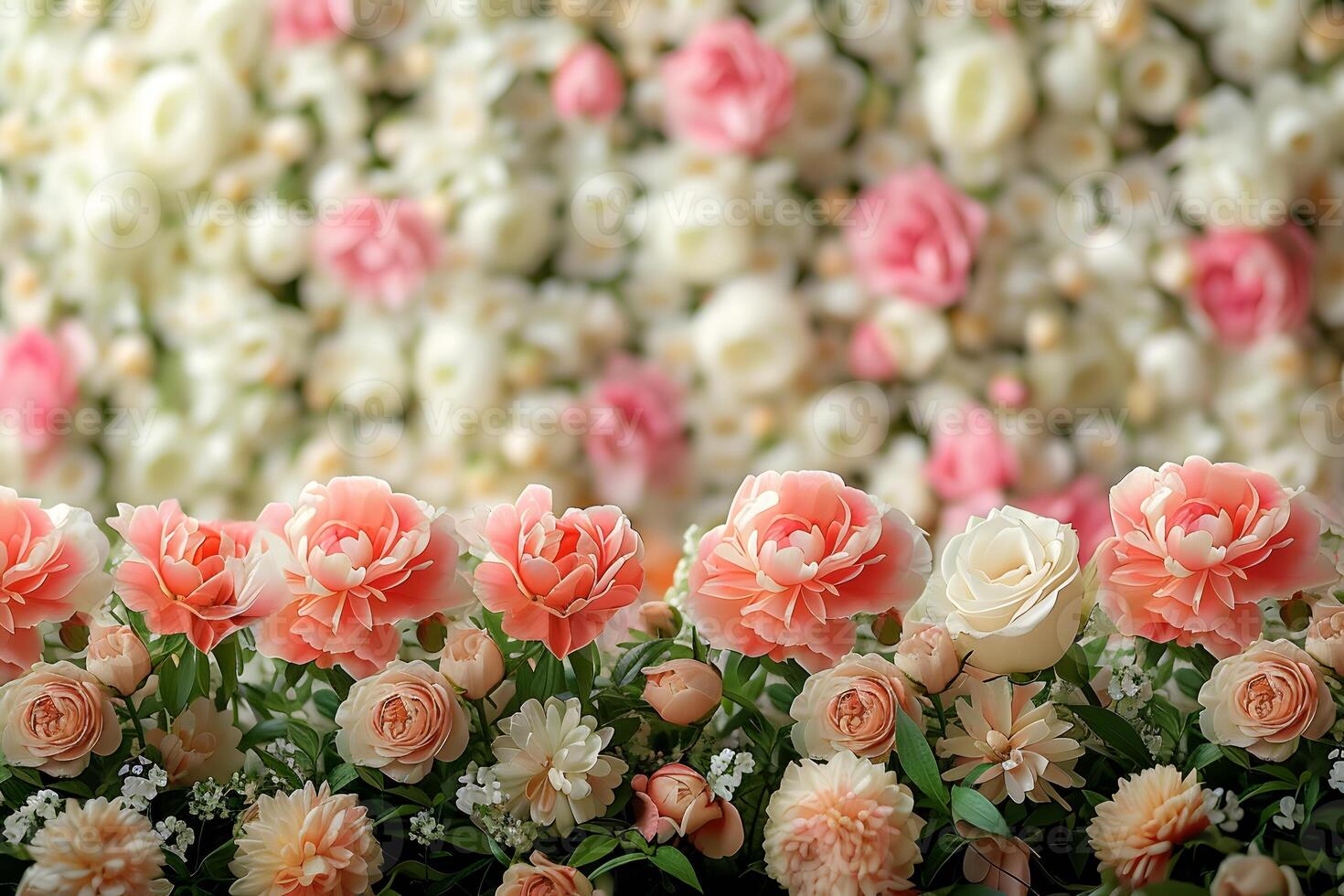Elegant Spring Floral Arrangement with Peonies, Roses, and Daisies for Wedding Decor and Event Design photo