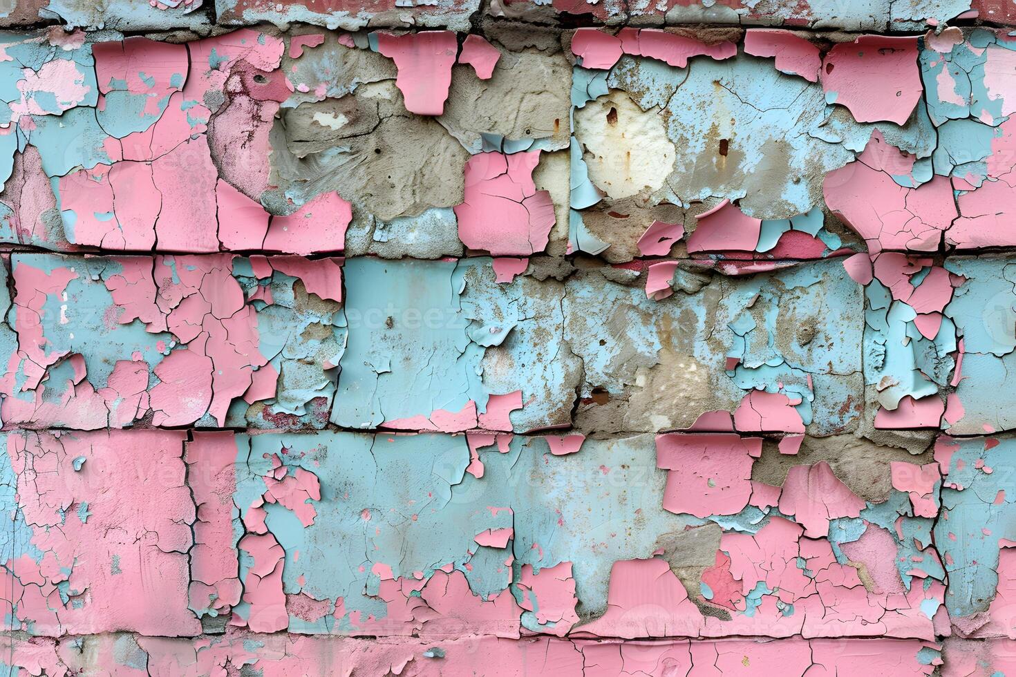 Weathered Painted Wall Texture with Peeling Pink and Blue Paint for Art and Design Projects photo