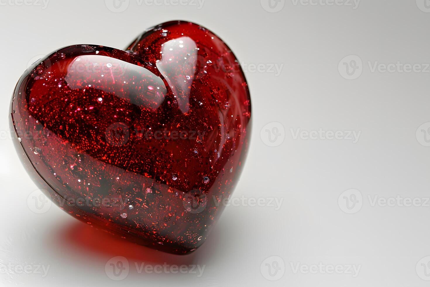 Romantic Red Glass Heart with Sparkling Glitter for Valentine's Day Design photo