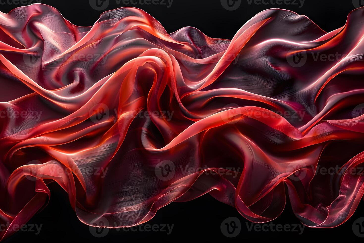 Abstract Flowing Red Fabric Waves on Black Background - Artistic Design for Print and Digital Media photo