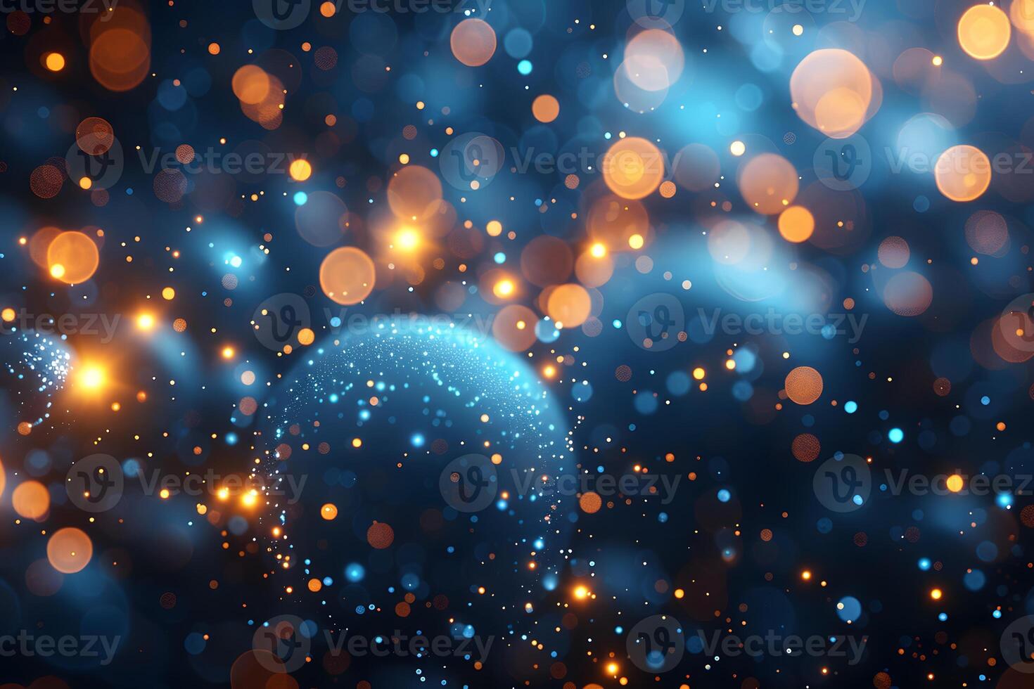 Abstract Cosmic Digital Art with Bokeh Lights for Creative Design and Background photo