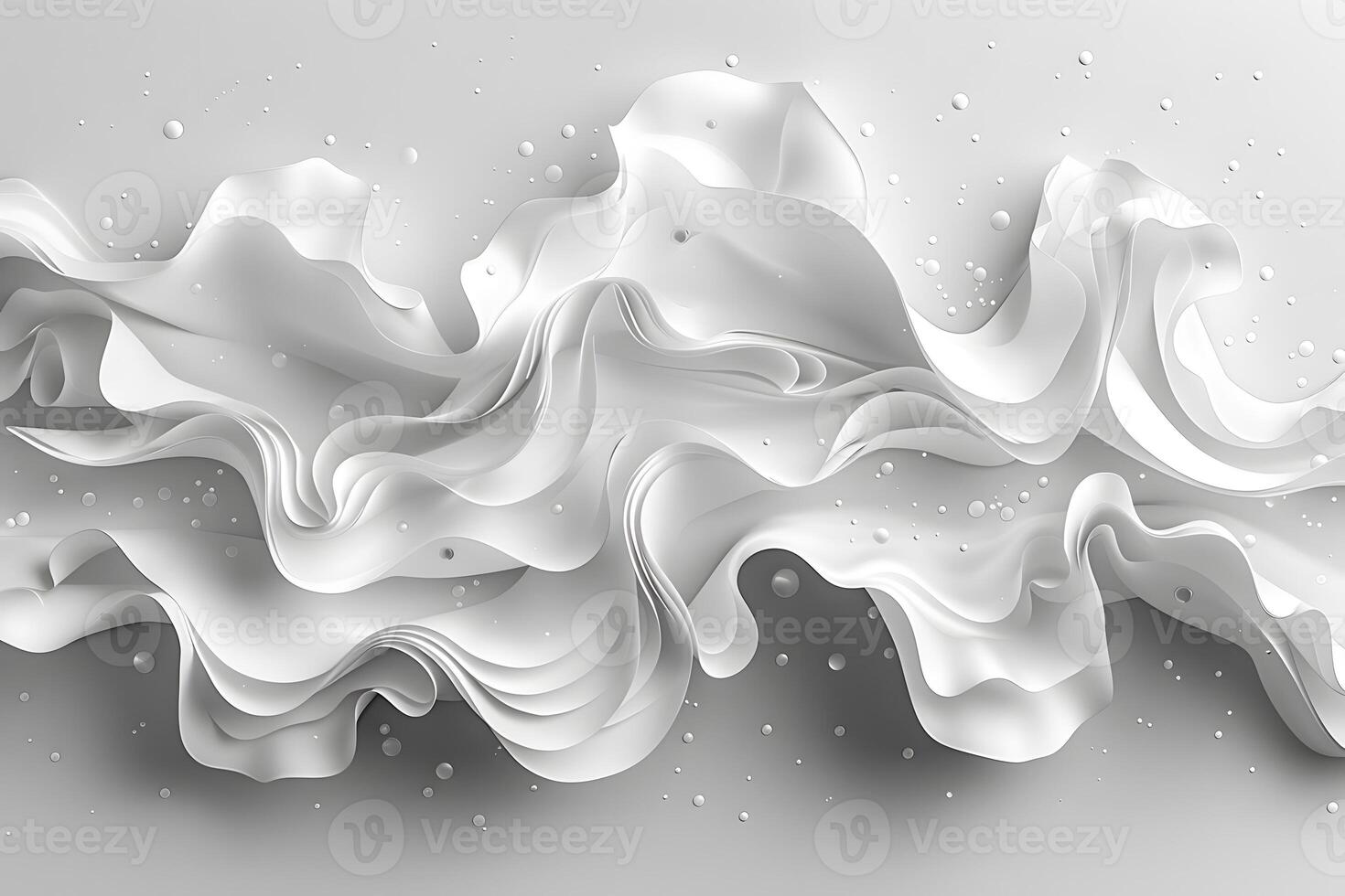 Abstract White Fabric Waves with Floating Particles - Modern Background Design for Print, Poster, or Digital Use photo