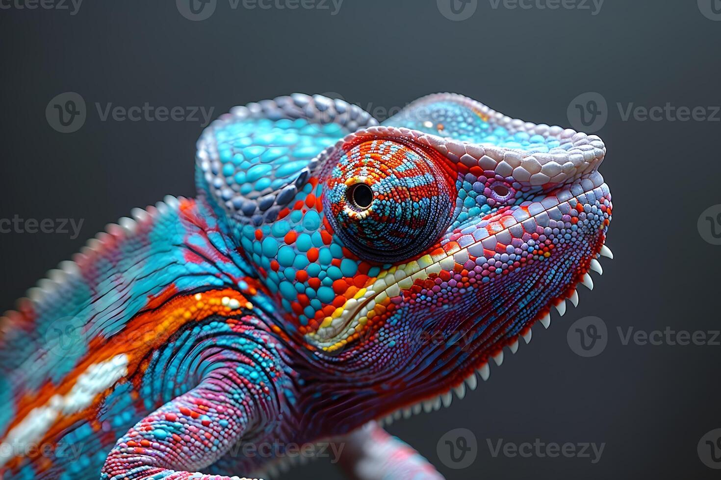 Colorful Chameleon Close-Up Vibrant Reptilian Patterns for Nature Photography and Wildlife Enthusiasts photo