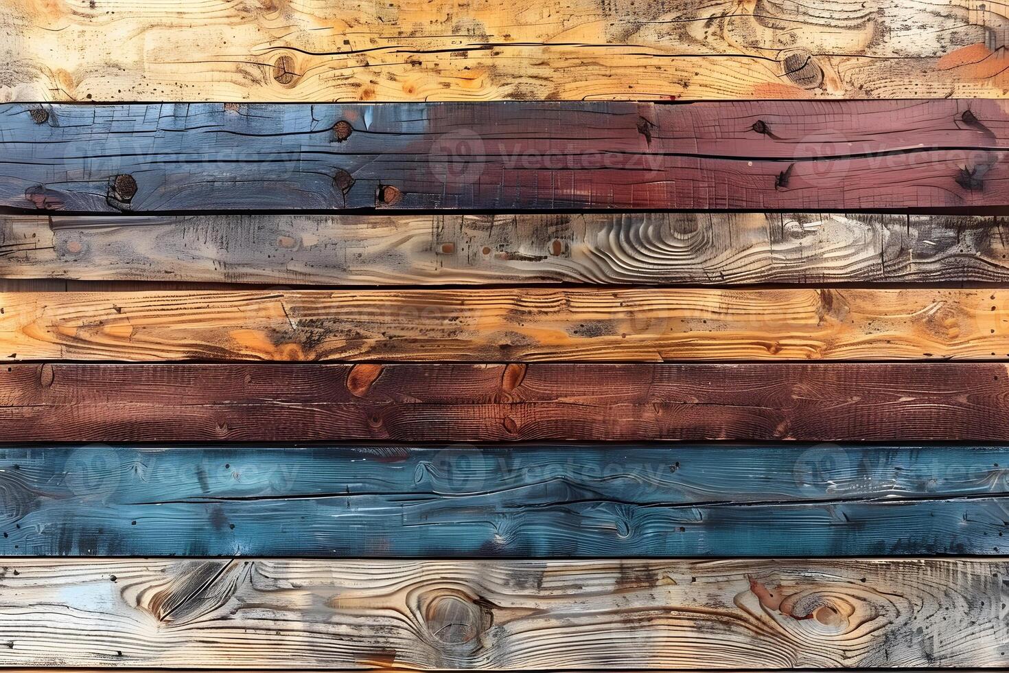 Rustic Wooden Plank Wall Texture - Multicolored, Vintage Timber Pattern - Perfect for Design, Print, Card Backgrounds photo