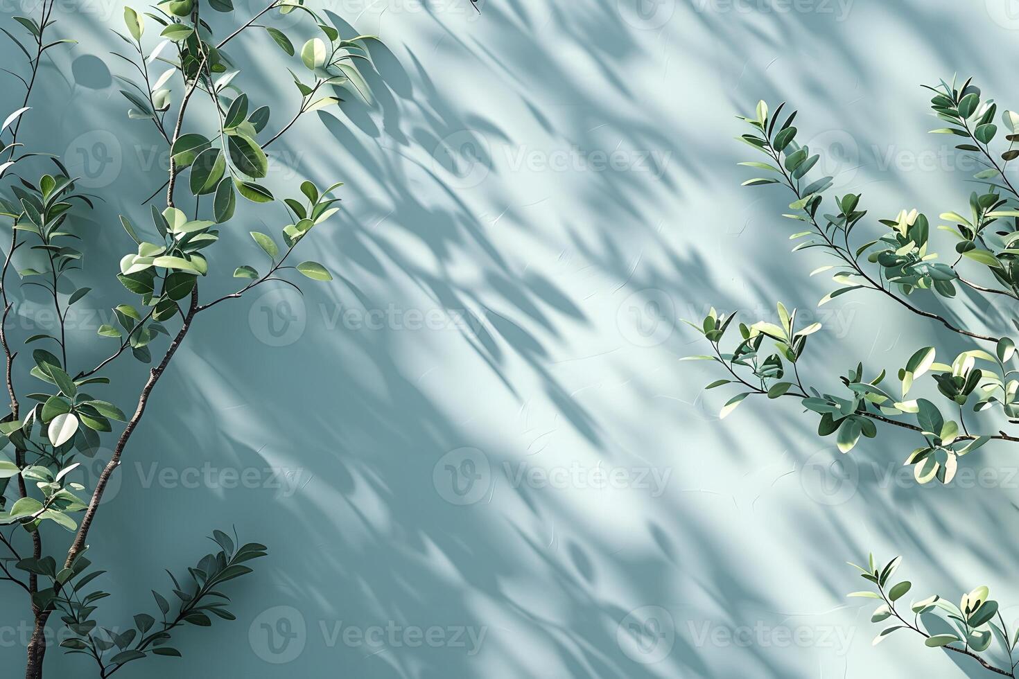 Nature-Inspired Minimalist Background with Sunlit Green Leaves and Branches - Perfect for Spring or Summer Design Projects photo