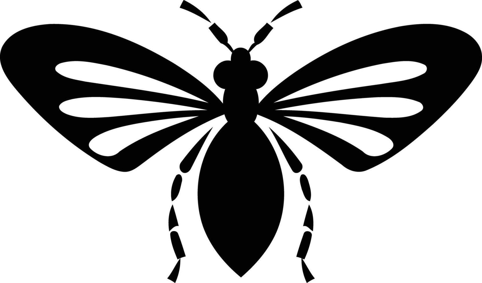 Simple, elegant silhouette of a bee with spread wings, perfect for branding or logo design vector