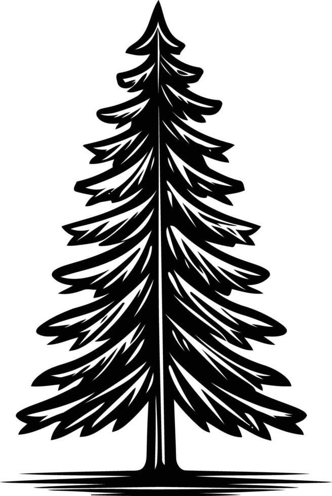 Simple yet striking black and white illustration of a pine tree vector