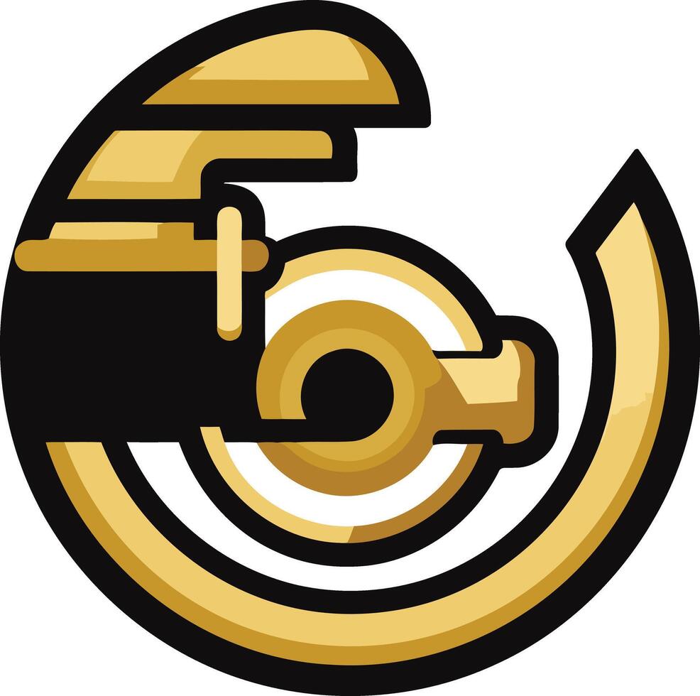 Circular Golden Logo with Geometric Shapes vector