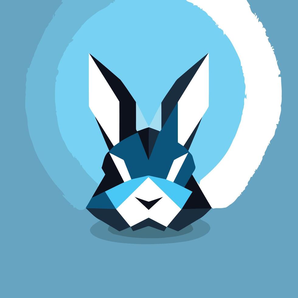 Geometric rabbit logo design, featuring a modern and abstract style with blue and black colors vector