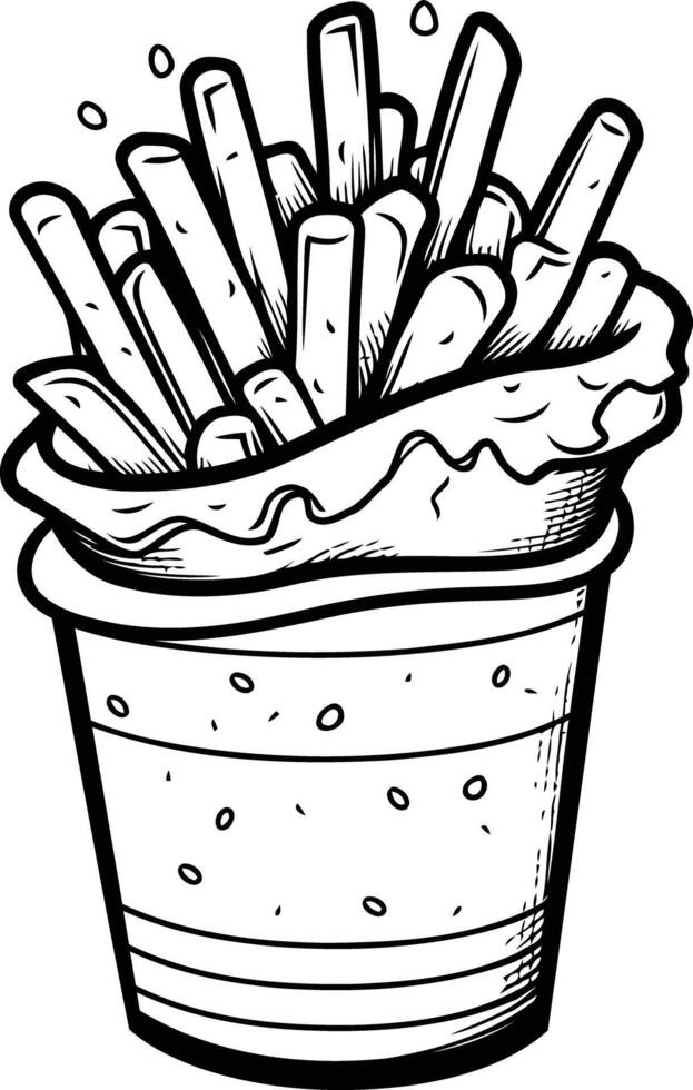 A cartoon illustration of a cup of french fries vector