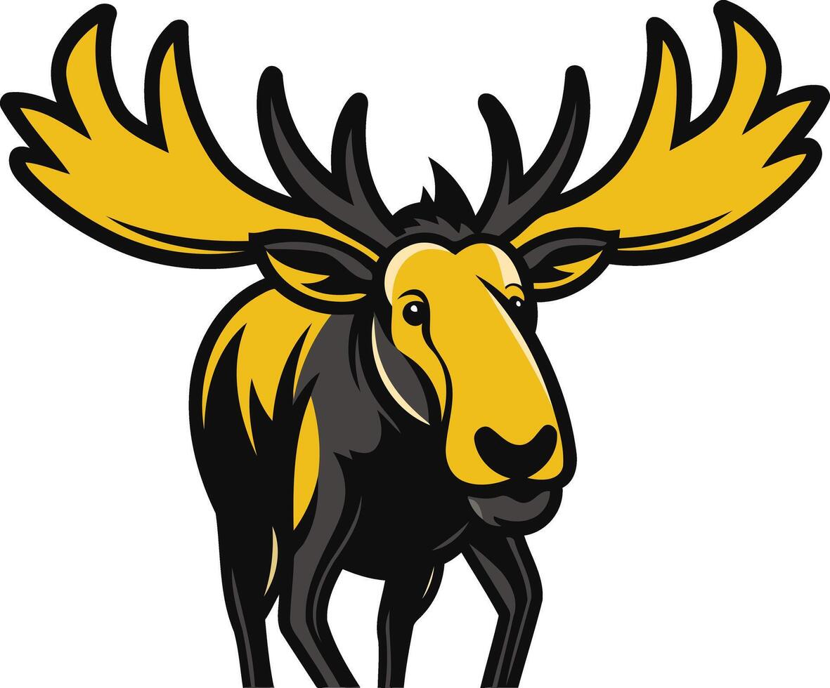 Black and Yellow Moose Mascot Illustration vector
