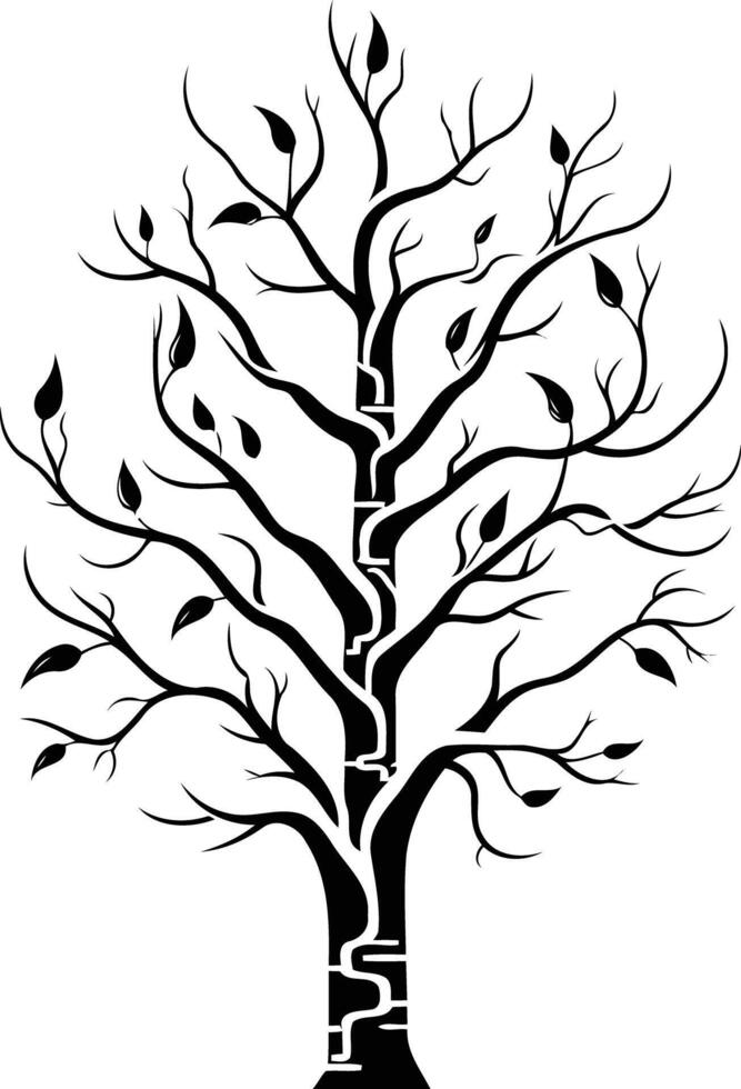 A simple yet striking black and white illustration of a tree vector