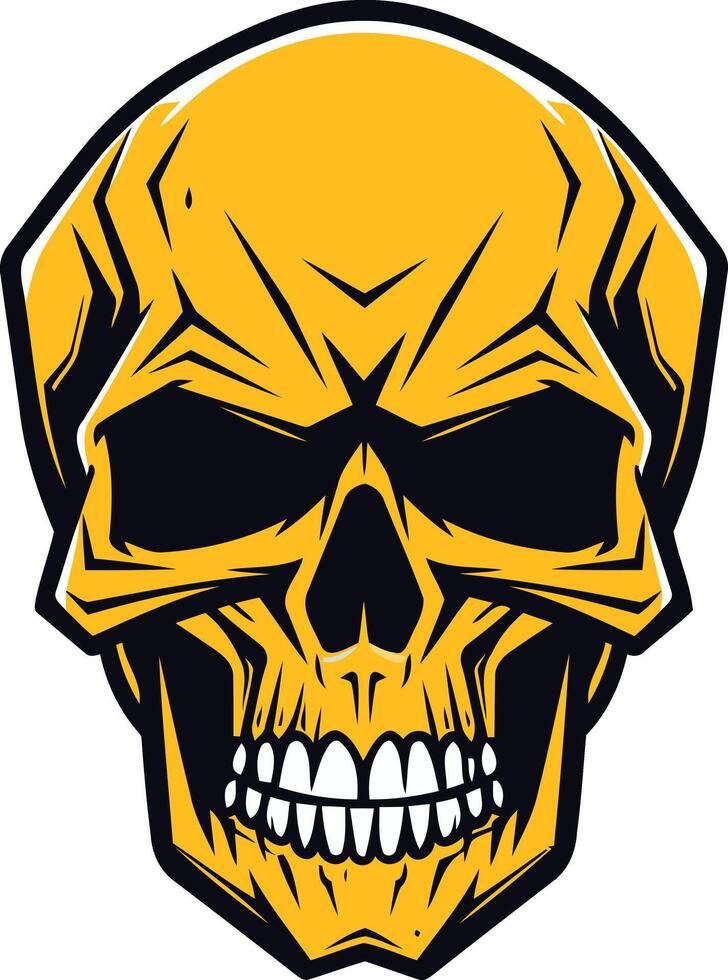 A bold and edgy illustration of a yellow skull with a menacing grin, perfect for adding a touch of danger and rebelliousness to your designs vector