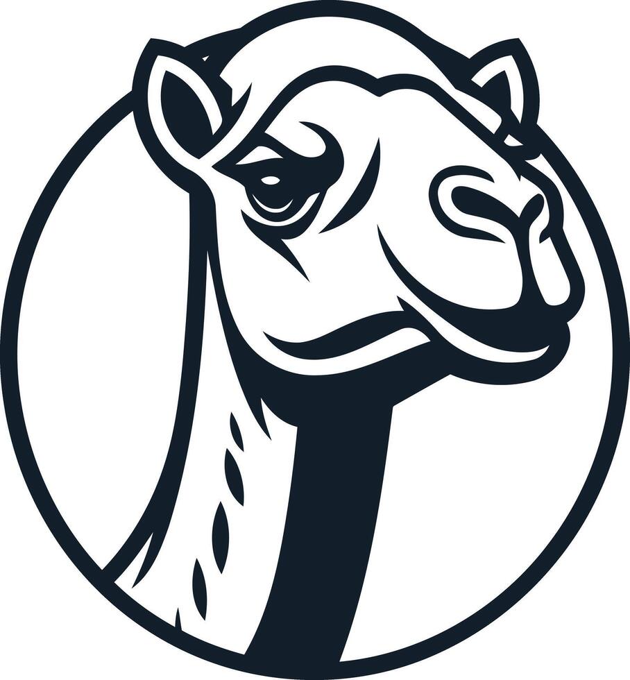 Camel Head Illustration in a Circle vector