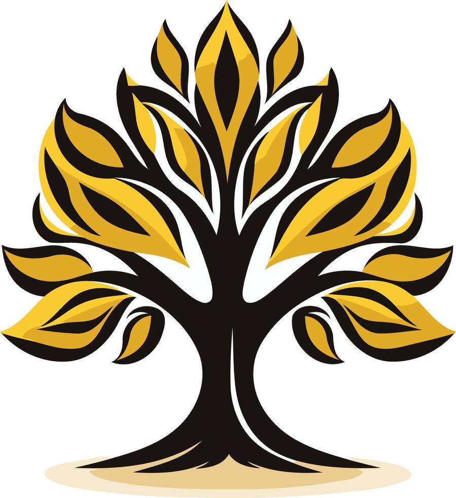 Stylized tree with yellow leaves, perfect for nature-inspired logos, branding, and design projects vector