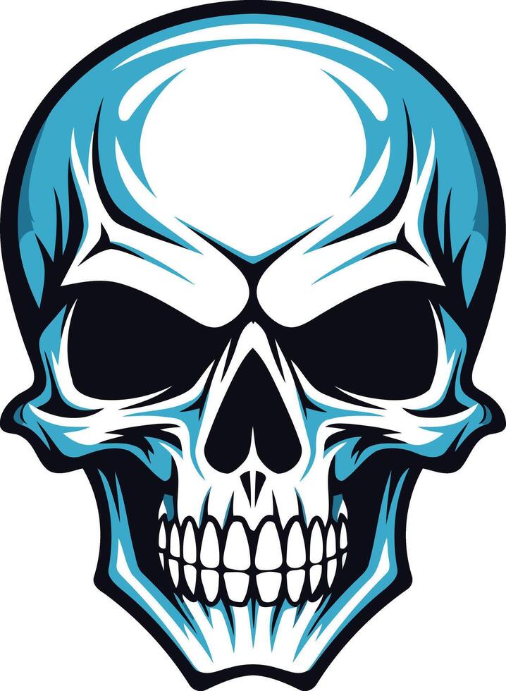 A detailed illustration of a blue and white skull, perfect for designs requiring a bold and edgy aesthetic vector