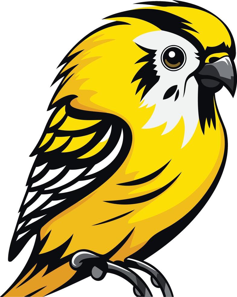 Cartoon Yellow Bird with Black Stripes vector