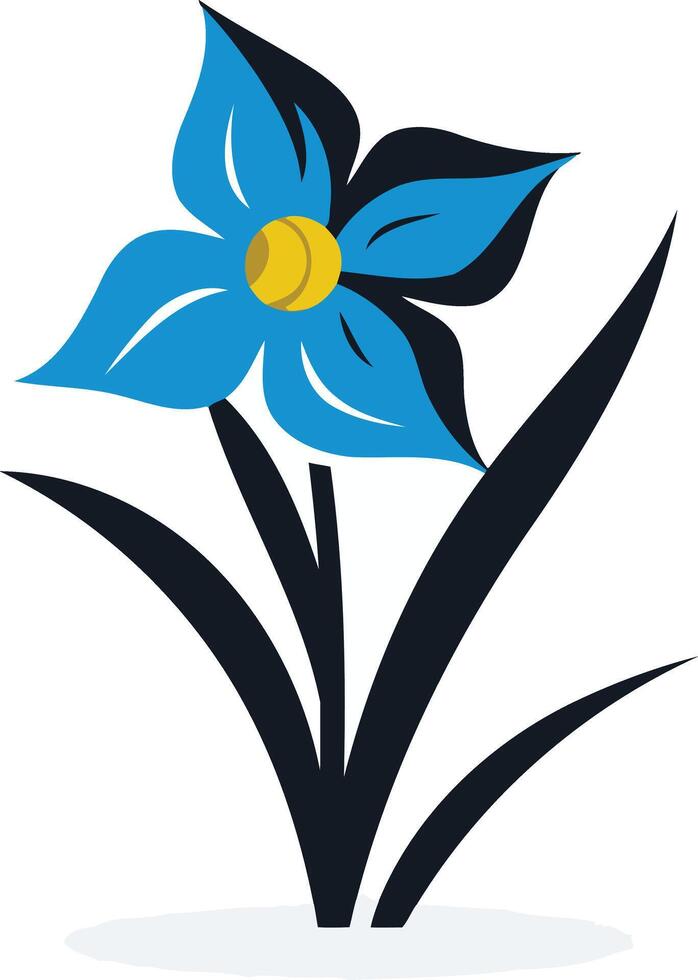 Simple and elegant blue flower with yellow center vector