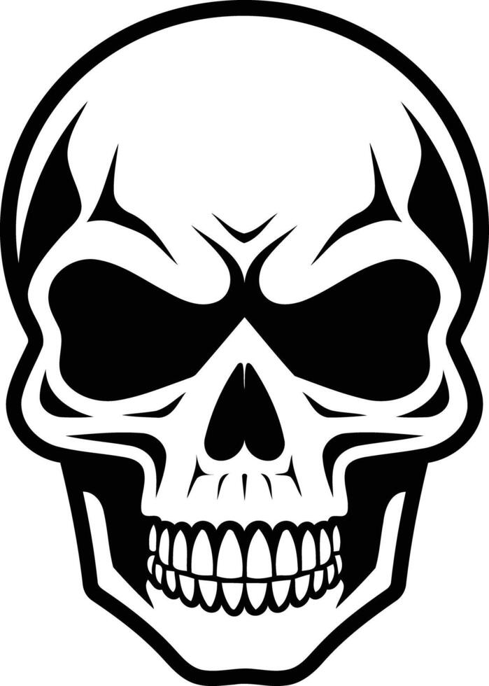 A menacing, black and white skull logo, perfect for designs that need a touch of danger, rebellion, or rock and roll vector