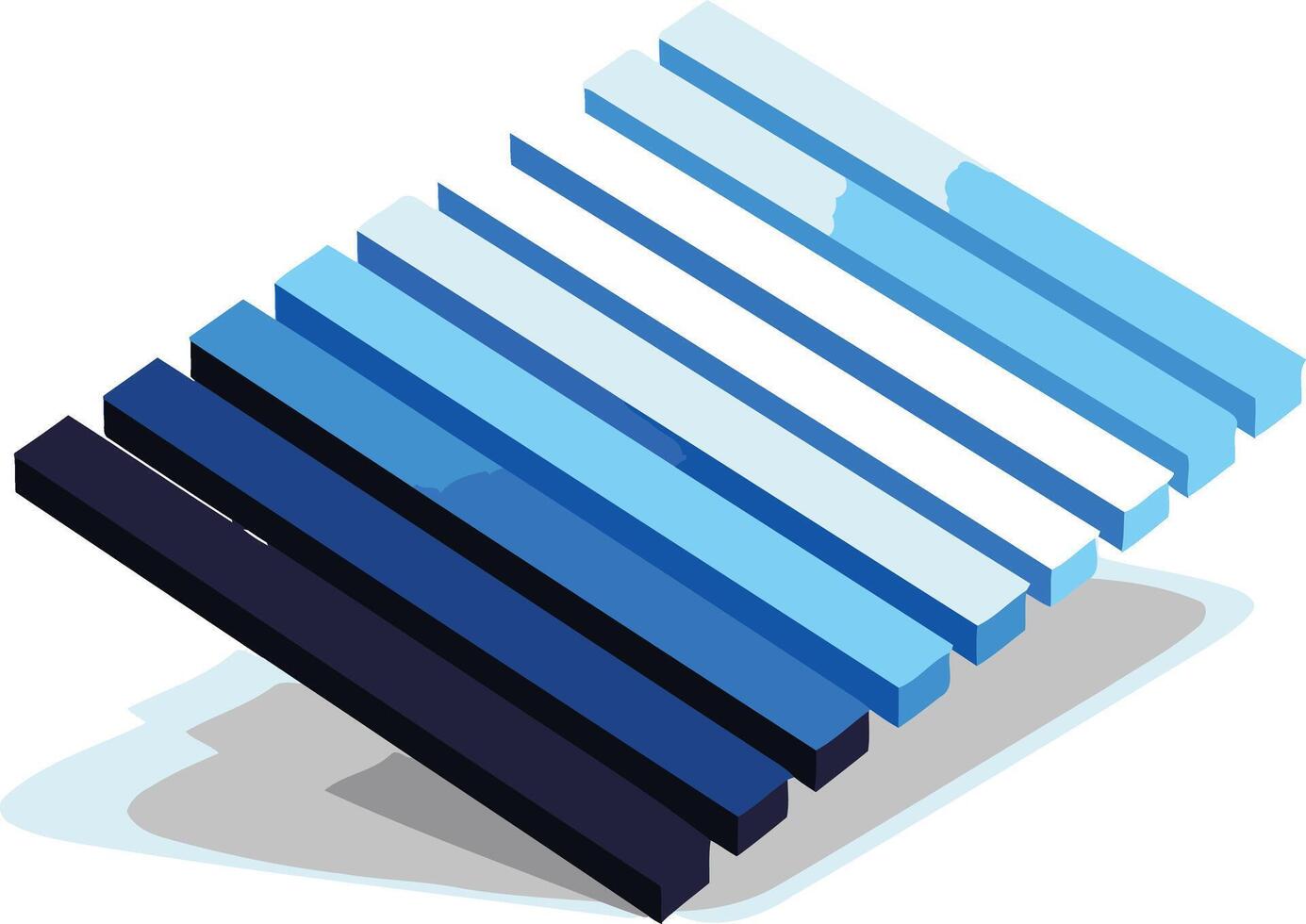 Abstract geometric pattern with blue and black stripes in an isometric perspective vector