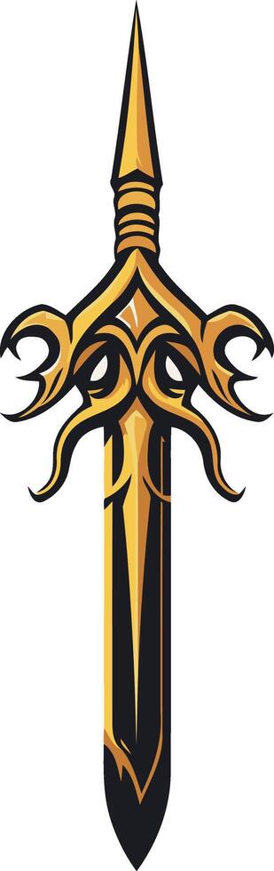 A striking golden sword design, perfect for use as a logo, mascot, or icon for a gaming team or fantasy project vector