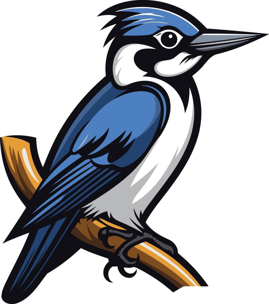 Blue Jay Perched on a Branch vector