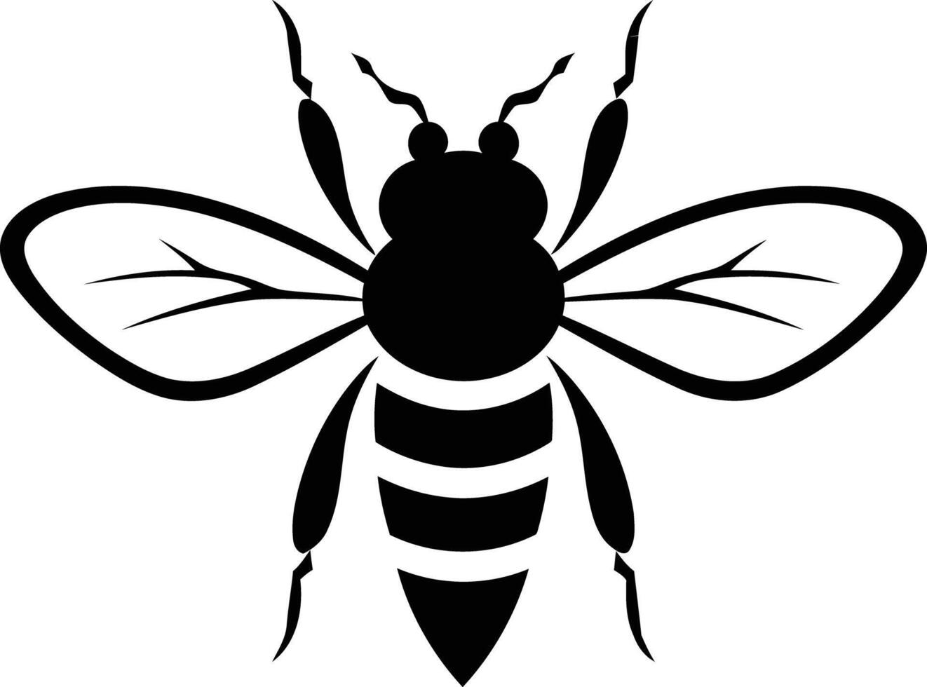 Simple, black and white bee silhouette vector