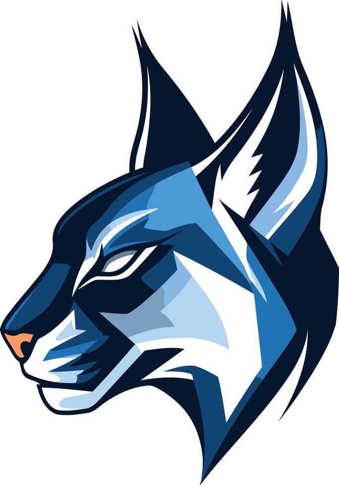 Blue Lynx Mascot Head Logo vector