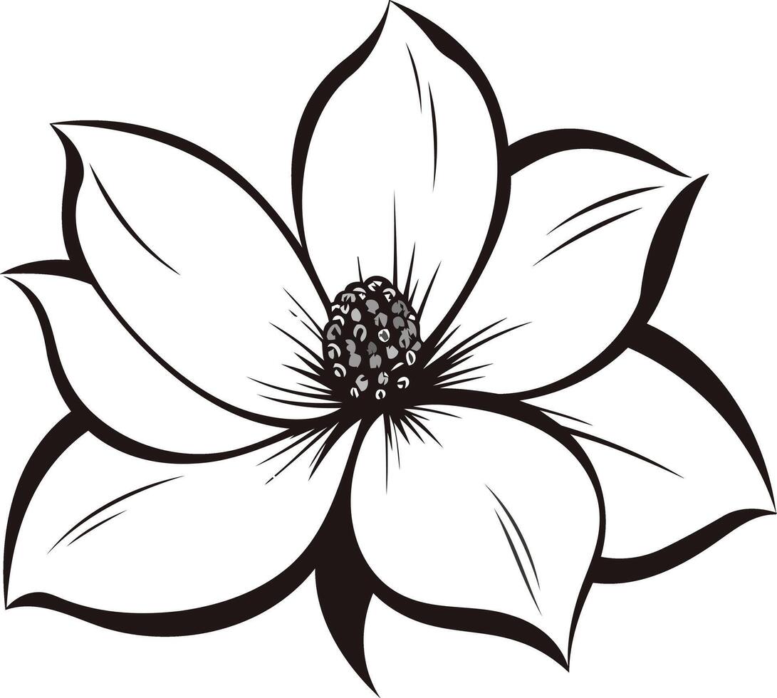 Black and White Line Drawing of a Flower vector