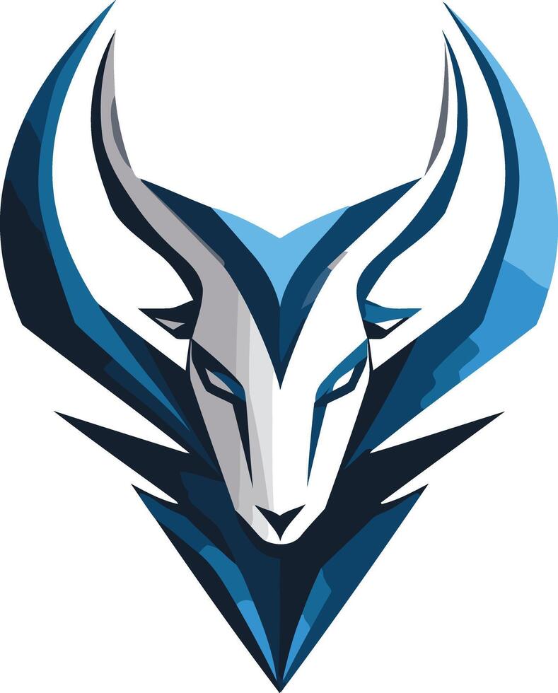 Abstract Goat Head Logo in Blue and White vector
