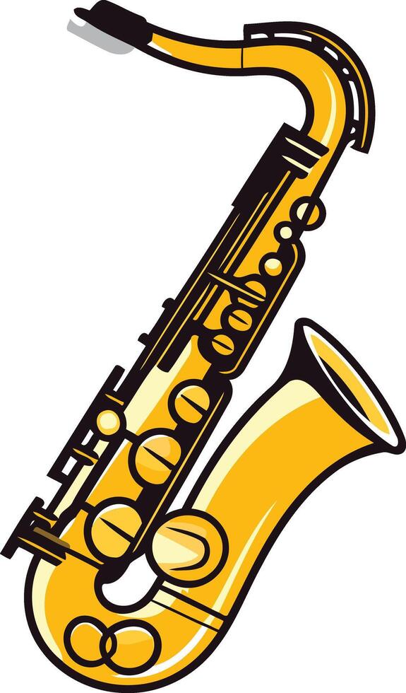 A simple, clean illustration of a yellow saxophone, perfect for music-related designs, posters, or branding vector