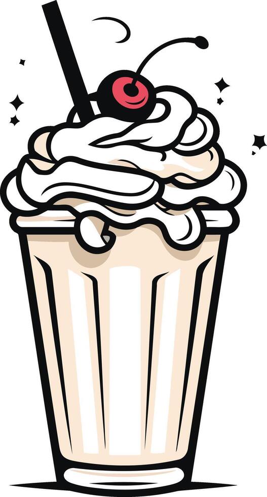Whipped Cream Milkshake with a Cherry vector