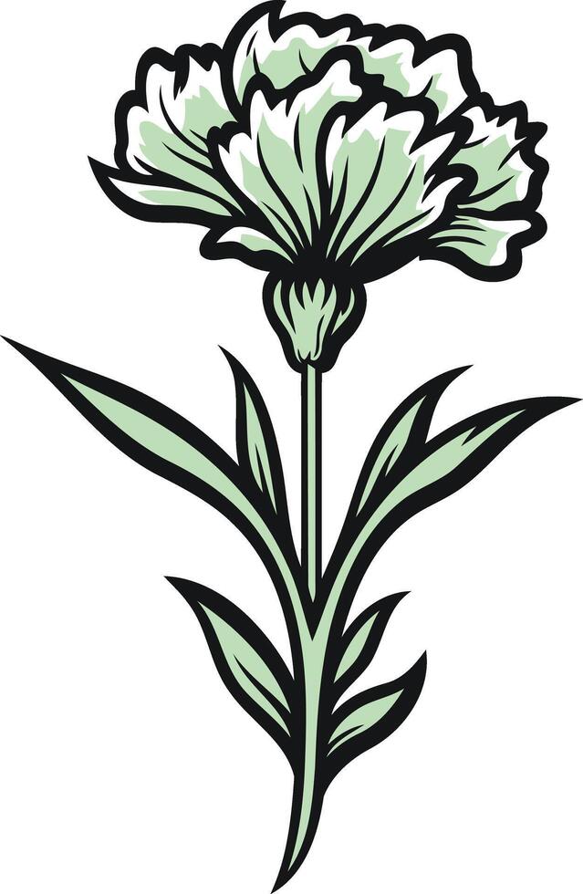 Single Carnation with Green Stem vector