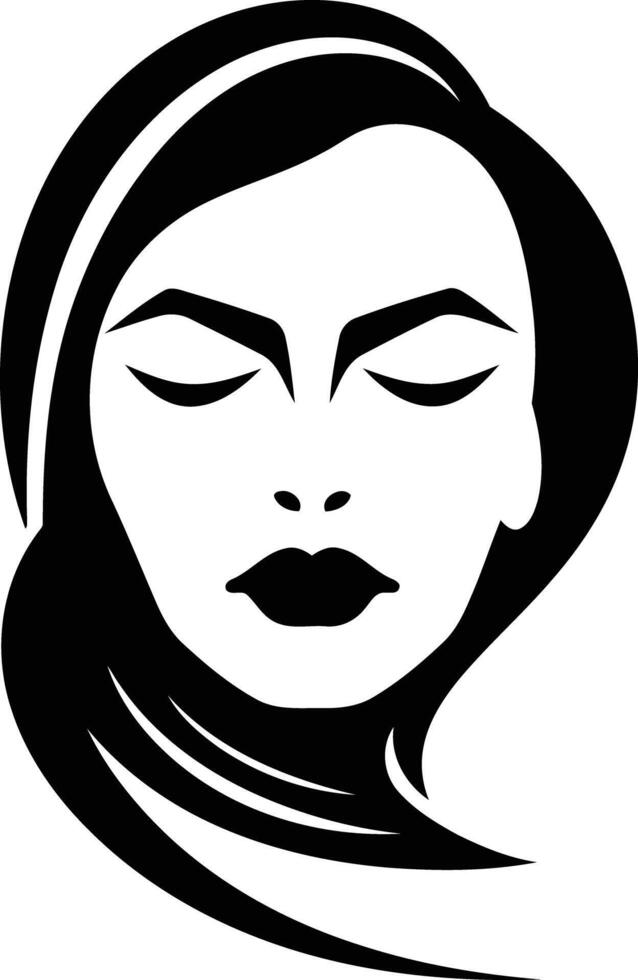 Stylish black and white illustration of a woman's face with closed eyes vector