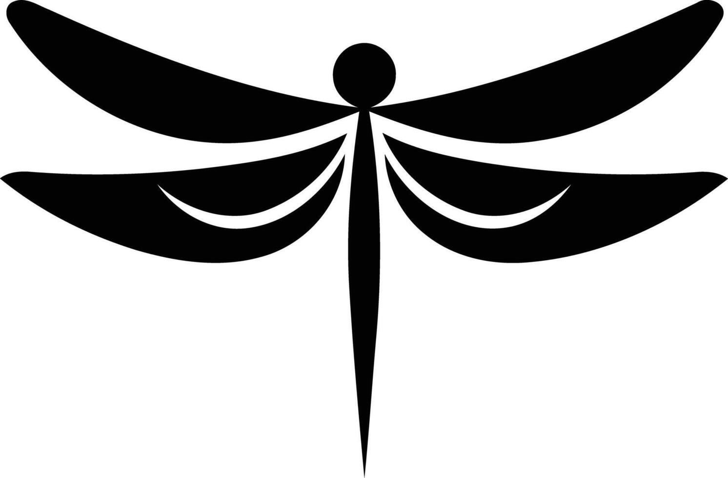 Simple yet elegant black and white dragonfly silhouette, perfect for logos, branding, or nature-inspired designs vector