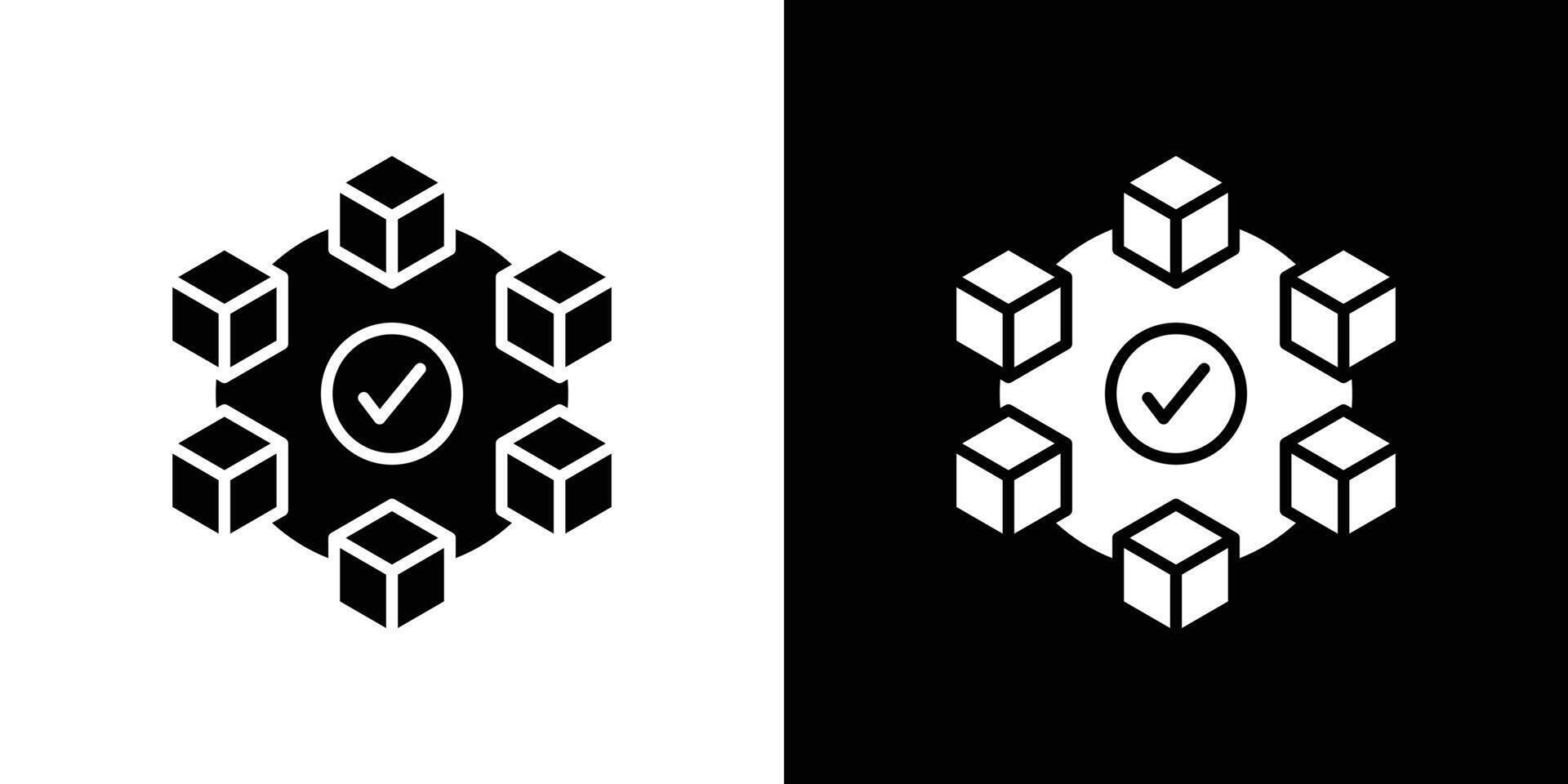Blockchain technology icon logo set vector