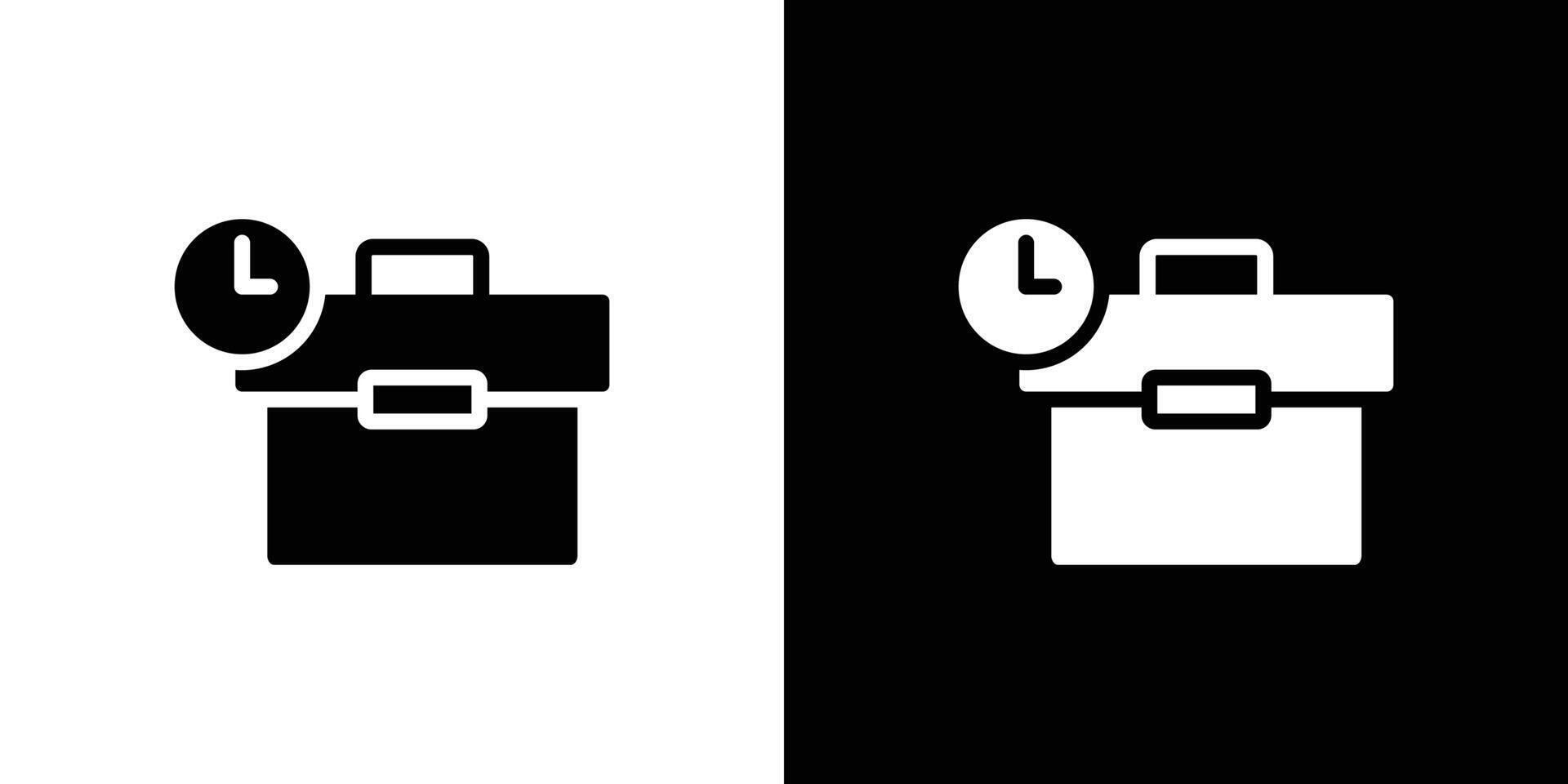 Briefcase with clock icon logo set vector