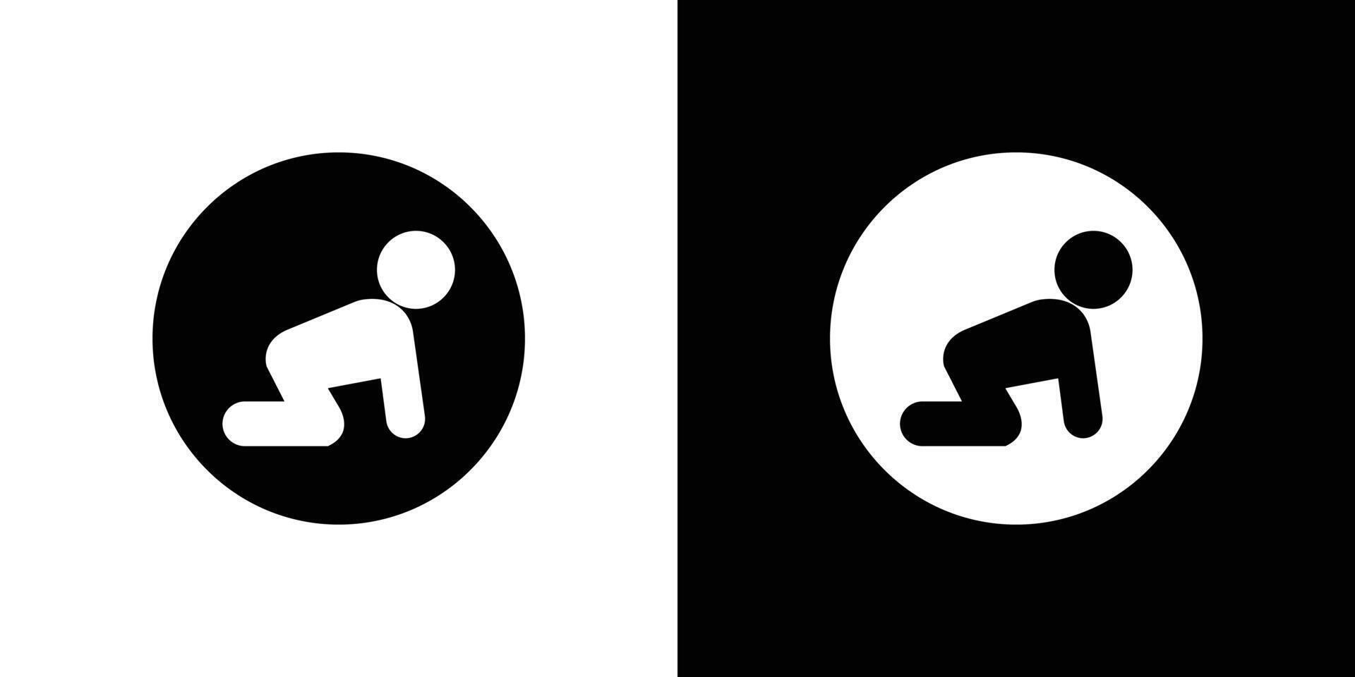 Crawling baby icon logo set vector