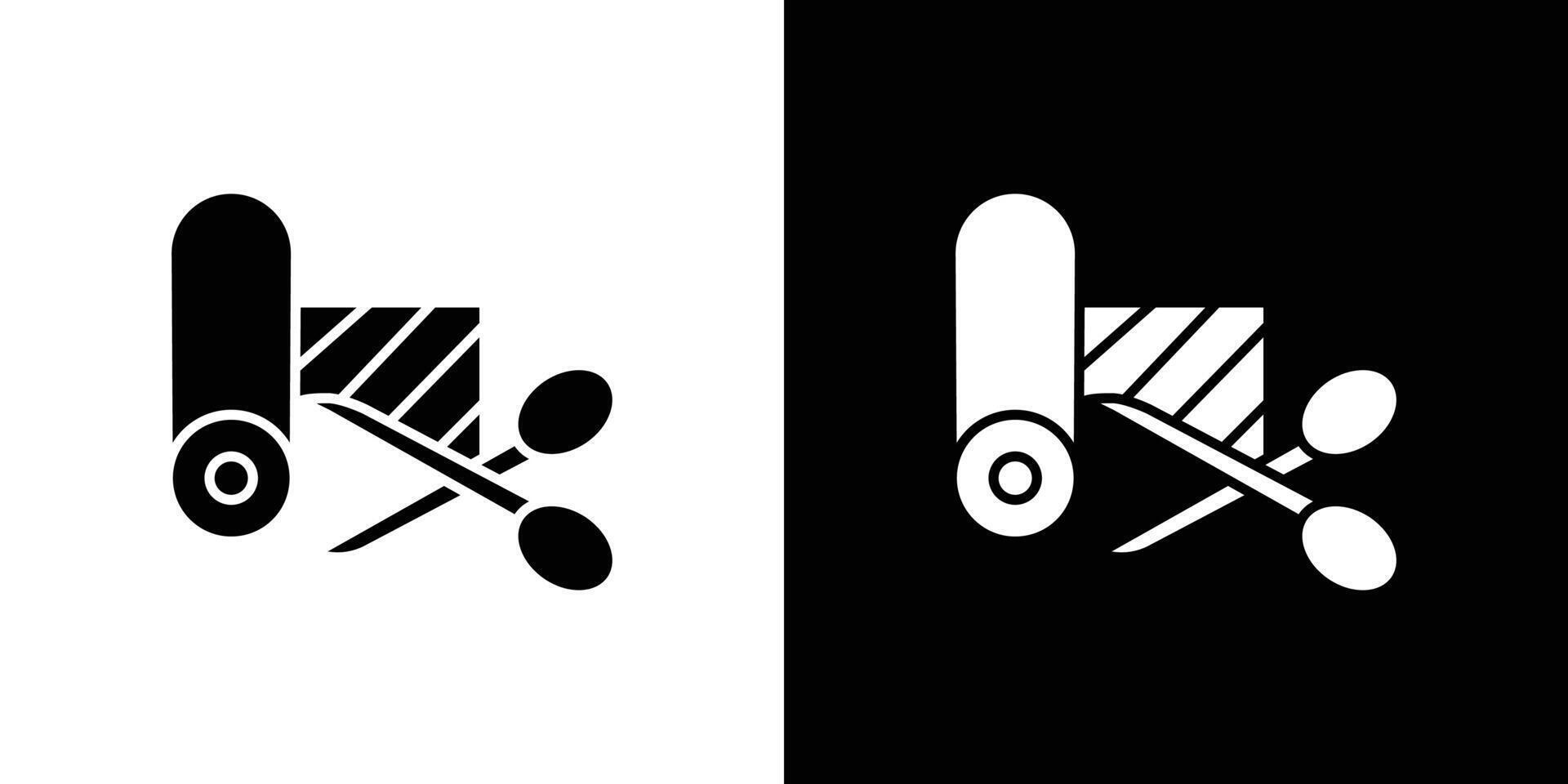 Cut roll of fabric icon logo set vector