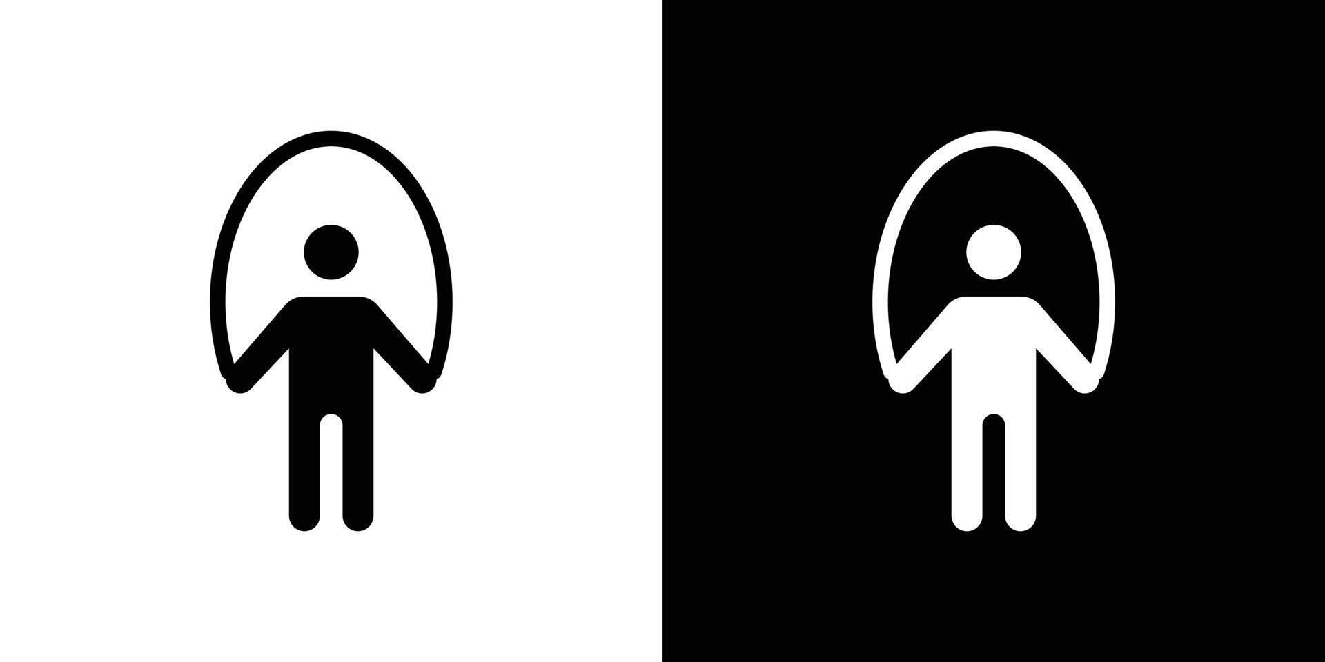 Man jumping with skipping rope icon logo set vector