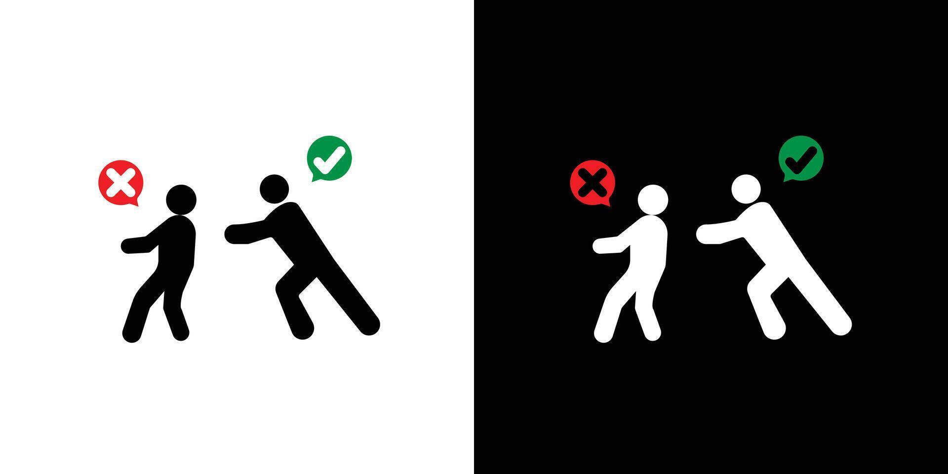 Man pushing another person icon logo set vector