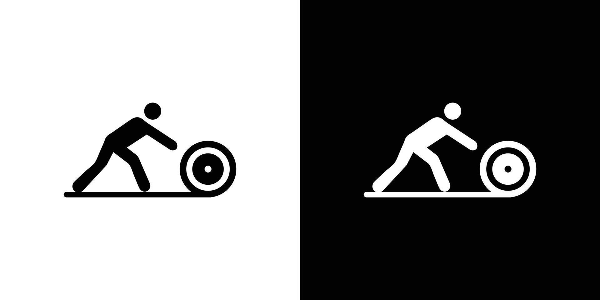 Man rolling carpet mat icon logo set vector
